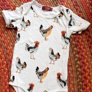 Milkbarn Onesie with Chickens bodysuit 12-18